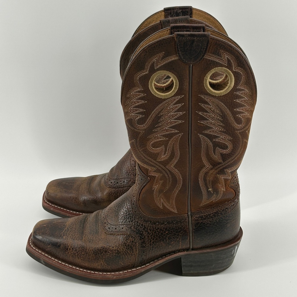 Ariat Men's Heritage Roughstock Western Cowboy Boots Brown Leather Size 9D